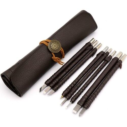 Tungsten Steel Seal Cutter Stone Cutter Gold Stone Seal cutter carving seal set leather knife bag