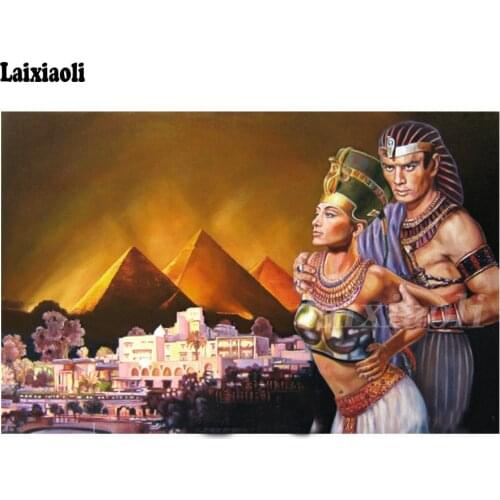 5d diy diamond painting Egyptian Queen And King 3d embroidery mosaic couple picture cross stitch pyramid view Wedding Decoration