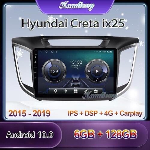 Kaudiony 10.1" Android 10.0 Car Radio For Hyundai Creta ix25 Car DVD Multimedia Player Auto GPS Navigation Stereo 4G 2015-2019