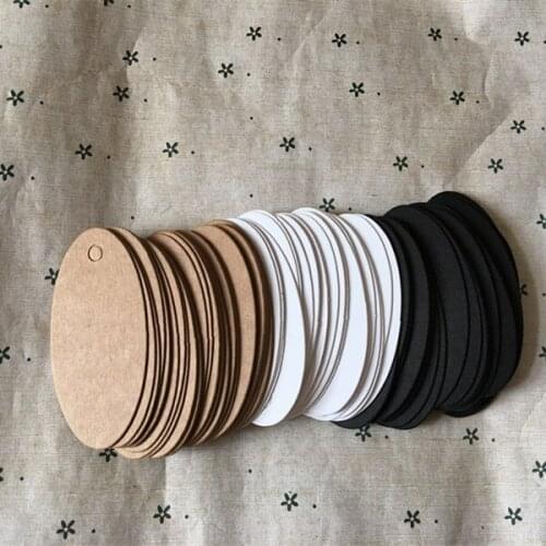 200pcs/lot 3.3*6.5cm paper tag blank brown/white/black oval shape gift tags price tags kraft hangtags 350gsm 5mm hole RHT005