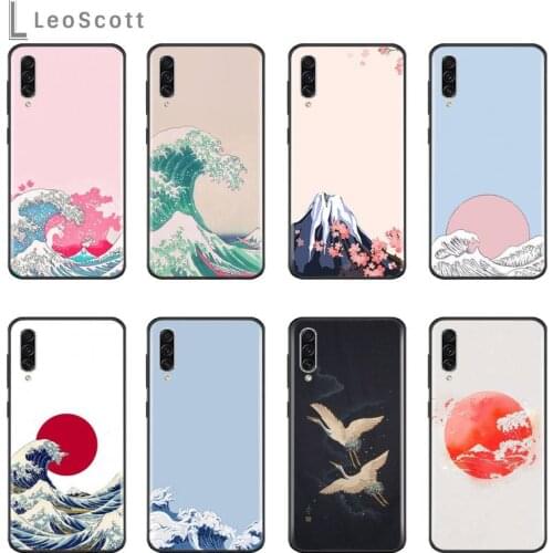 Ocean Waves Japanese Crane painting Shell Phone Case For Samsung S6 S7 edge S8 S9 S10 e plus A10 A50 A70 note8 J7 2017