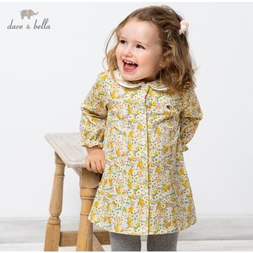 DB16711-2 dave bella spring baby girls cute floral print dress children fashion party dress kids infant lolita clothes