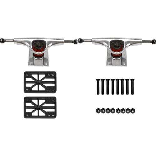 Skateboard Trucks 5 Inches Trucks Independent Bridge Skateboard Bracket with Risers Pads and Screws Set