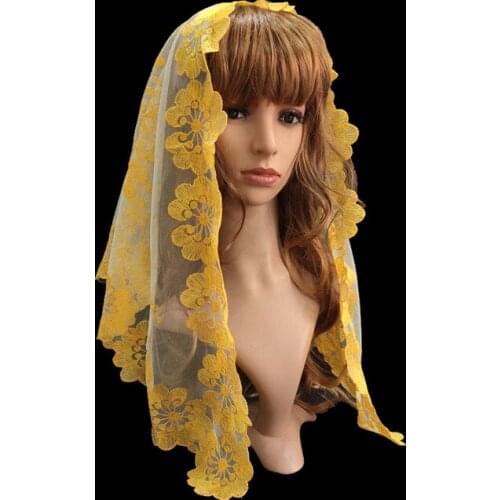 Spanish Lace Style Mantilla Triangle Veil for Women Head Covering