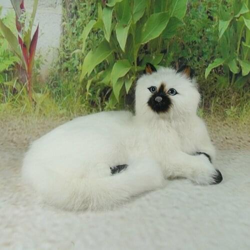 Creative big simulation lying cat toy polyethylene & furs black mouth cat model about 16x30x21cm 2017