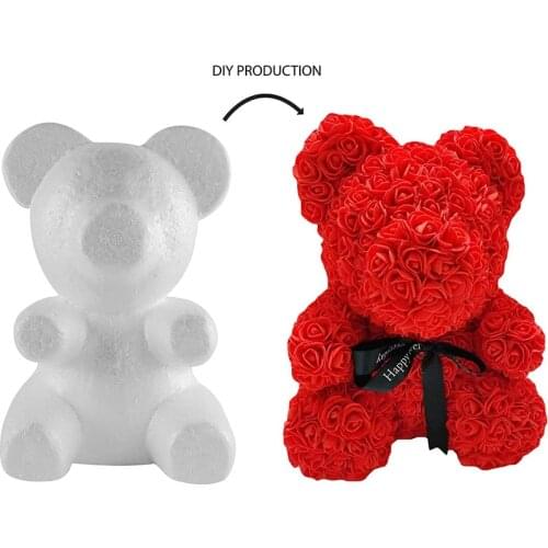 1Pcs 20cm Artificial Flowers Foam Teddy Bear Of Roses Mold Polystyrene Styrofoam Wedding Valentines Day Gifts Present