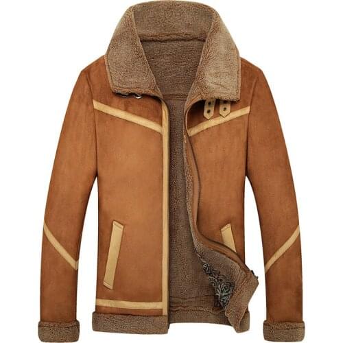 Aviator Motorcycle Jacket Men Fleece Warm Casual Winter Thick Coats Mens Teddy Fashion Jackets Mens Fur Collar Windproof Parkas