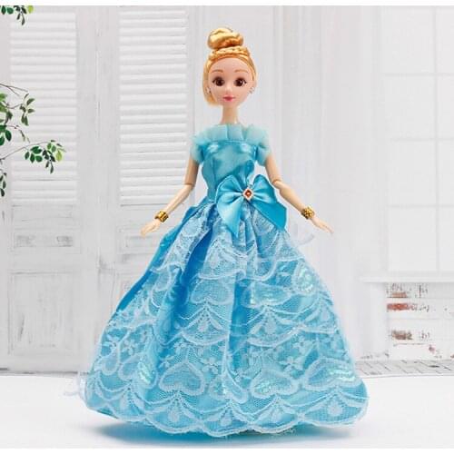 11.5" Doll Outfits Fashion Blue Bowknot Lace Princess Dress for Barbie Clothes Wedding Gown 1/6 BJD Dolls Accessories Kids Toys