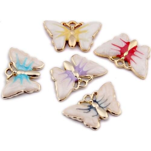 Newest Oil Drop Butterfly Alloy Charms 10pcs 21*14mm Enamel Metal Floating Earring Necklace Bracelet Ornament Pendants DIY