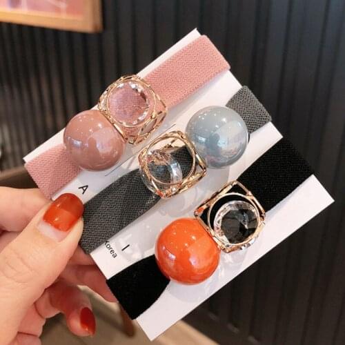 2021 New Korea Women Hair Ropes Big Crystal Pearl Elastic Rubber Band for Girl Fashion Lady Hair Accessories Hair Ties Wholesale