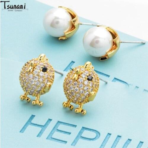 2021 New Arrived Creative Asymmetry Fashion Jewelry Trend Cute Girls Simple Bling Zircon Stone Earrings For Women Christmas Gift