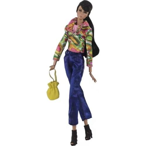 1/6 BJD Doll Clothes For Barbie Accessories Colorful Long Sleeve Shirt Tops Blue Pants 11.5" Dolls Clothes Princess Outfits Toys