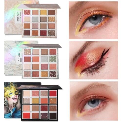 Glitter Shimmer 16 Colors Eye Shadow Palette Easy to Color Shiny Eyes Makeup Not Smudge Powder Smooth Soft Long-lasting TSLM1