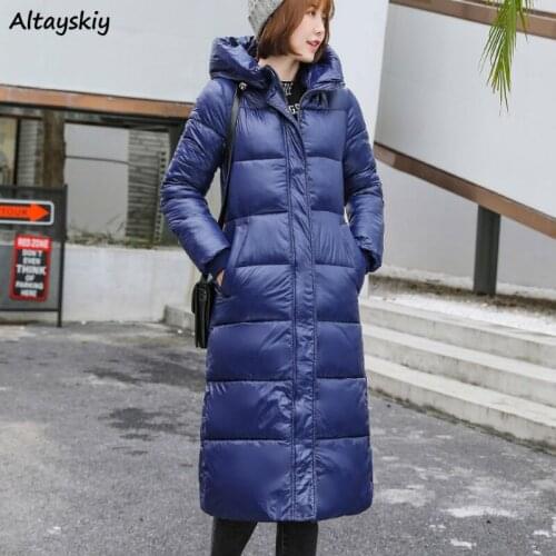 Parka Women Winter Clothes Thicker with Hooded Korean Style Windproof Womens Extra Long Parkas All Match Stylish Keep Warm Soft