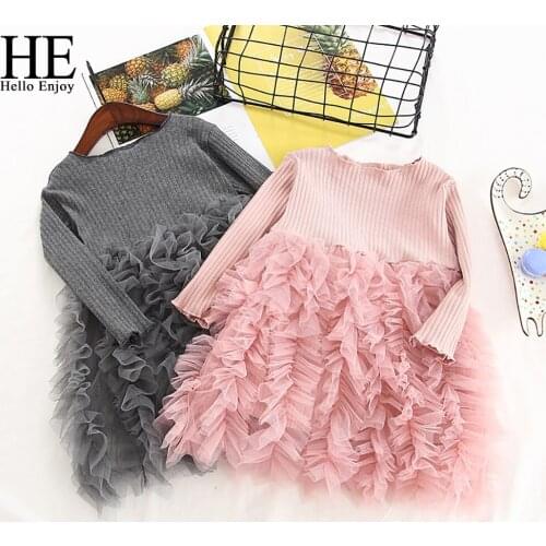 HE Hello Enjoy Baby Girl Dress 2019 Autumn Birthday Dance Party Dress Flower Dresses Elegant kids Clothes Infantil Clothing Cute