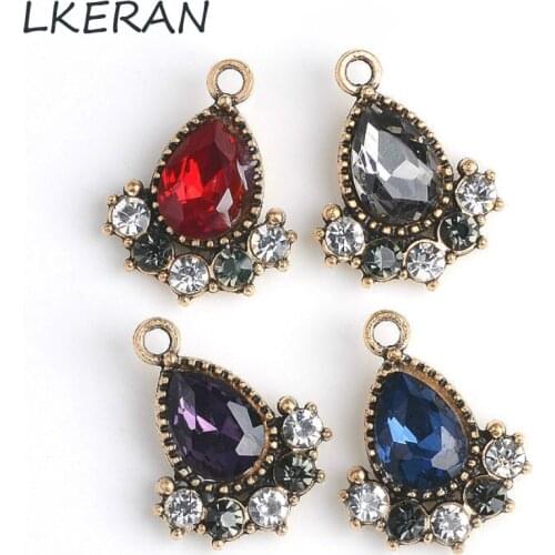 20*16mm 10Pcs New Crystal water drop DIY Pendant buttons Diamond Accessories Decorations Button Handmade Crafts Jewelry Parts