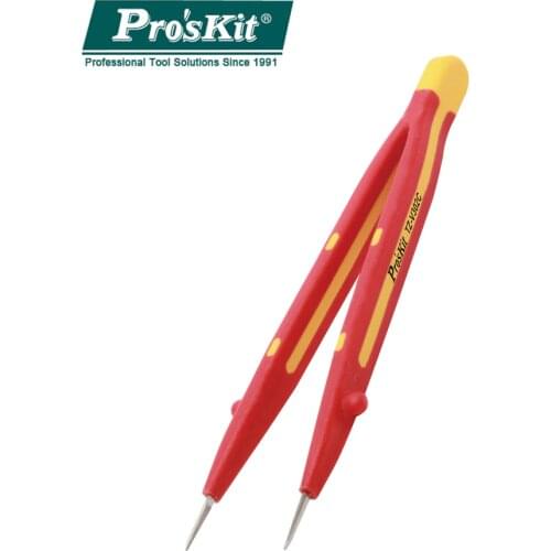 ProsKit TZ-V302C Precision Anti Static Tweezers Stainless Steel Tweezers For BGA Work High Temperature Insulation Repair Tool