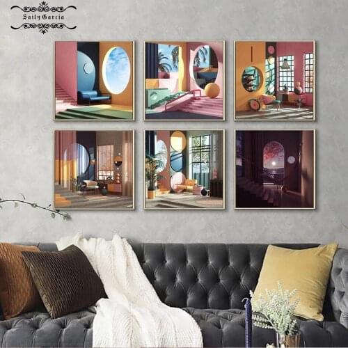 Realism Colorful Interior Scenery Aesthetic Poster and Prints Luxury Wall Art Canvas Painting Picture Decoration for Home Design