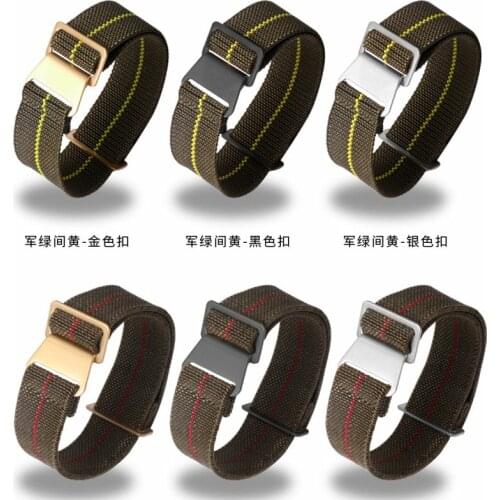 Green 20mm 22mm French Troops Parachute Bag Watchband For Nato Zulu Elastic Nylon Belt Watch Strap Bracelet Military Watch Band