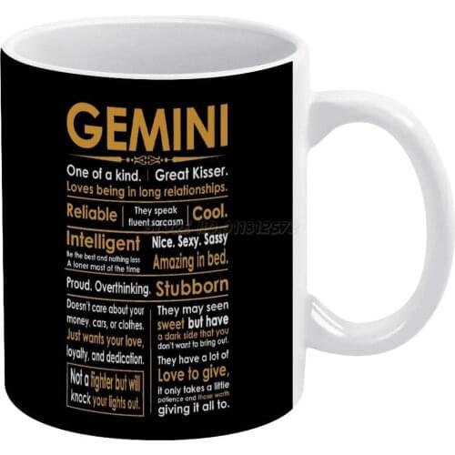 Funny Gemini Zodiac Sign Shirt White Mug White Ceramic Tea Cup Birthday Gift Milk Cups and Mugs Gemini Facts Gemini Design Gemin