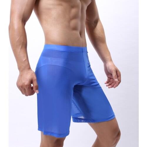 Sexy Man Mesh Sleep Bottoms Sleepwear Shorts Sheer See Through Transparent Gay Funny Lounge Pants Brand Home Wear Summer