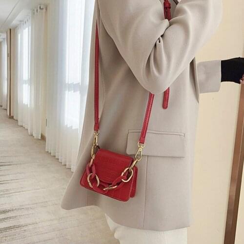 Fashion Pu Small Square Bag for Women Chain Design Shoulder Bag Pure Color Ladies Casual Messenger Bag Lipstick Bags