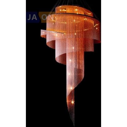 Led e14 Retro Iron Aluminum Chain Gold Bronze Chrome Chandelier Lighting Suspension Luminaire Lampen For Staircase Foyer