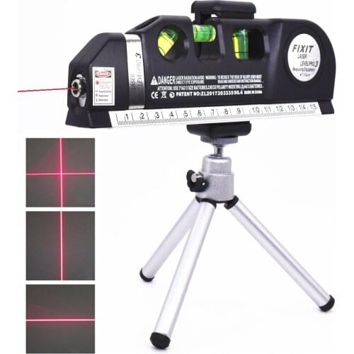 Vertical Horizontal Laser Level Tape Adjustable Multifunctional Standard Ruler Cross Lines Measuring Instrument With Tripod