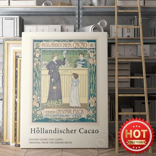 Johann Georg Van Caspel National Museum Exhibition Poster, H&llandischer Cacao Vintage Art Prints, Nordic Style Home Decor Mural