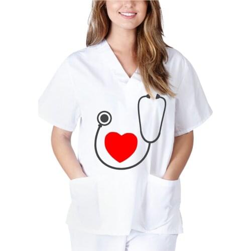 Women Spa Uniforms Short Sleeve Beautician Woker Clothes Summer Female Scrubs Tops V Neck Beauty Salon Workwear Healthcare A50