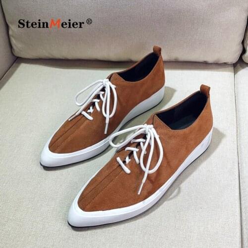 Women flats single oxford shoes 2020 genuine leather flat platform fashion shoes for woman brogues laces up loafers shoes