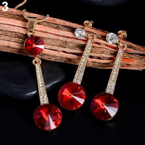 Women\s Big Round Pendant Chain Choker Necklace Earrings Wedding Jewelry Set hot