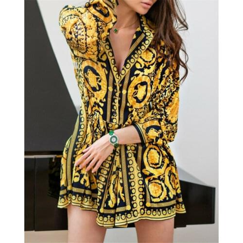 Vintage Shirt Dress Women Long Sleeve Lapel Loose Short Dress Button Down Form-Fitting Ladies Spring Autumn Mini Dress