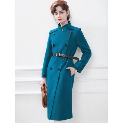 Winter New Small Shawl Fashion Double Row Button Woolen Overcoat Womens Coat 2021