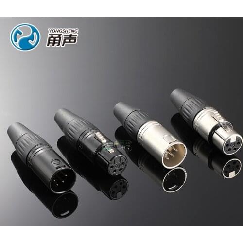 1Pcs Yongsheng black gold-plated four-core YS1364N-BG/1374N male and female XLR balanced plug fever audio accessories HIFI