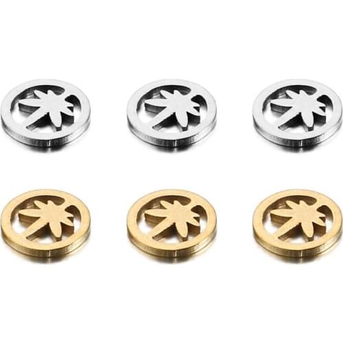 10pcs/Lot Real Stainless Steel Coconut Tree Charms Connectors for DIY Making Necklace Bracelet Fashion Jewelry Accessories