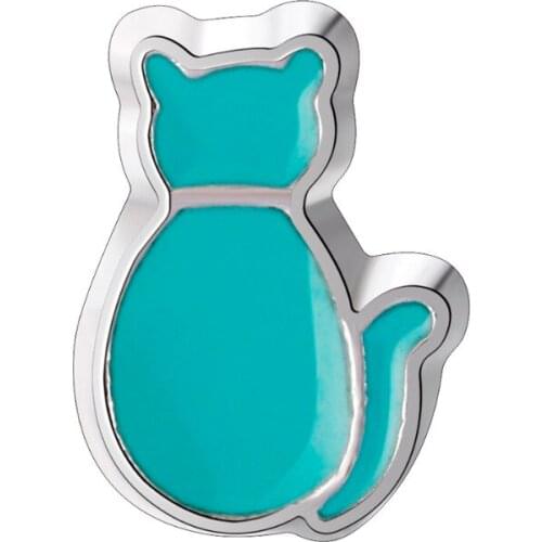 10 pcs Mesinya Silver Color New Enamel Cat Custom Floating Charms For Glass Locket