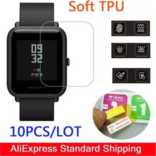10PCS pack wholesale For Xiaomi Huami Amazfit bip lite Screen Protector Soft Ultra Thin Full cover HD TPU Film Smart Watch