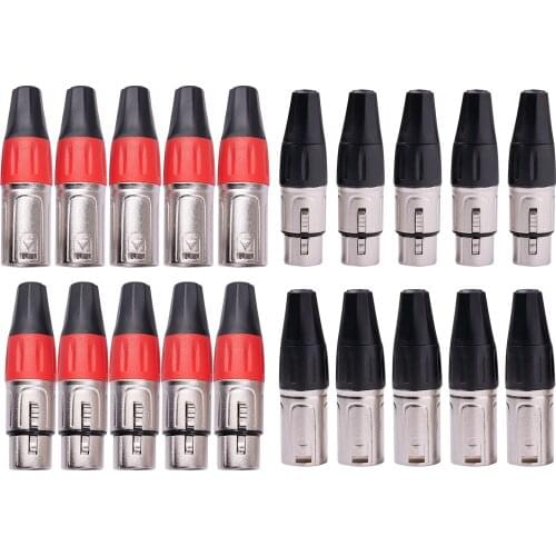 10 Pieces XLR DMX Connectors 3 Pin XLR Plug Male and Female Audio Adapter