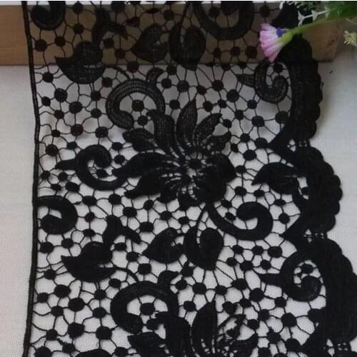 2 Meters/lot 28cm Width Ribbon Embroidered Net Polyester Lace Trim Fabric Flowers Applique Decor Sewing Craft