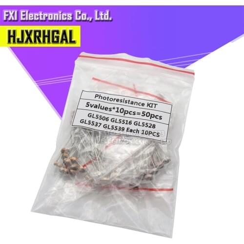 50pcs(5value*10pcs) LDR Photoresistor diy kit for GL5506 GL5516 GL5528 GL5537 GL5539