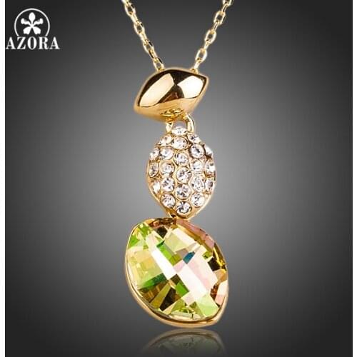 AZORA Lastest Design Gold Color Irregular Shape Stellux Austrian Crystal Pendant Necklace TN0149