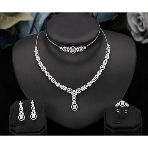 BrideTalk Luxury 4pcs Zircon jewelry sets For Dubai Women Wedding Party Bridal Costume Jewelry Set Gift Accessories