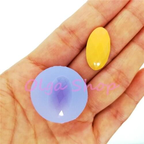 BYL413 Multi-Faceted Cabochon Silicone Mold for Resin Art Earrings Necklace Pendant Rings Making Craft Oven Safe 21.0mm x 11.7mm