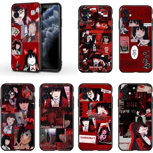Anime KAKEGURUI For Apple iPhone 13 12 11 Mini XS XR X Pro MAX SE 2020 8 7 6 5 5S Plus Black Silicone Phone Case