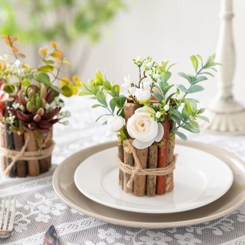 Flower Vase For Table Decoration Living Room Decorative Wooden Vase Planter Table Ornaments Floral Table Wood Vase