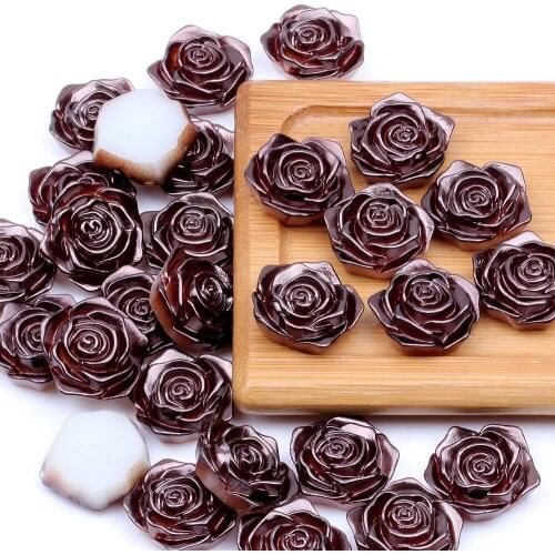 Rose flower 10pcs 18mm Imitation Pearls Flat Back Non Hotfix Glue On Crafts Beaded Flower Style Great For Diy