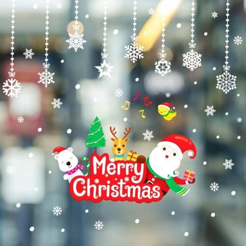 DIY Christmas bear fawn Santa Stickers Shop Window Glass Decor Merry Christmas Decorations For Home Festival Decals