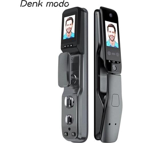 Denk modo WIFI Mobile Phone Fingerprint Lock Face Recognition Palm Print With Camera Home Outdoor Electric Smart Door Lock