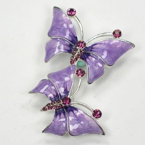 Purple Rhinestone Enamel Butterfly Pin brooches C974 D
